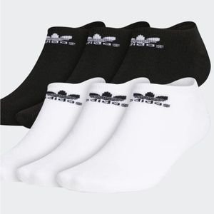 TREFOIL NO-SHOW SOCKS 6 PAIRS 3 WHITE & 3 BLACK